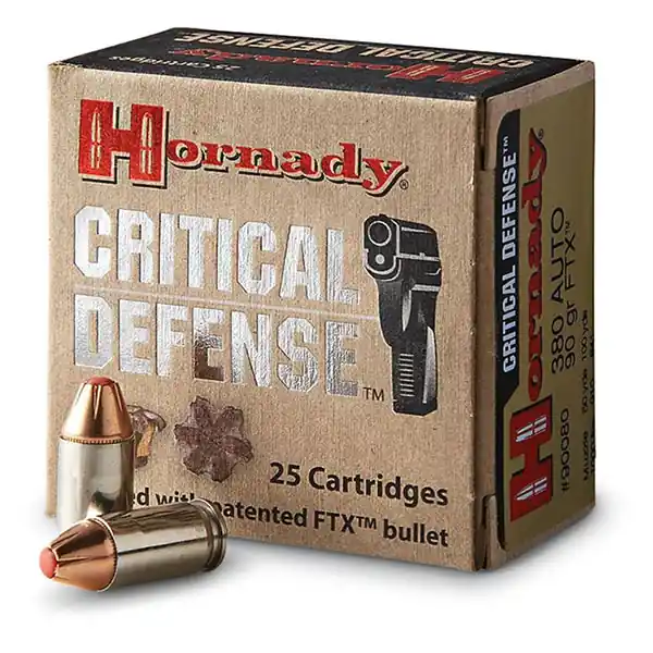 Hornady Critical Defense 380 Auto 90 Grain FTX Pistol Ammo