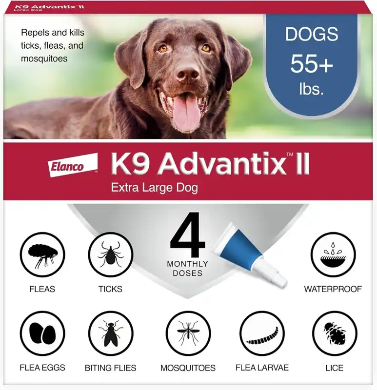 K9 Advantix II Dog Flea & Tick Drops 55lbs+ 4mo Supply