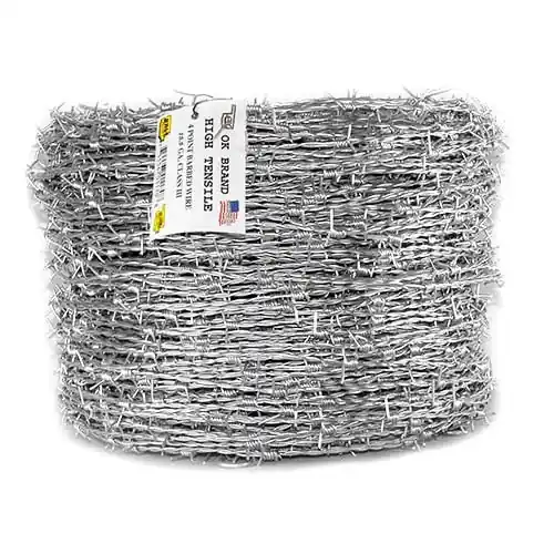 OK Brand High-Tensile 4-Point 15.5g 1320ft Barbed Wire Reel