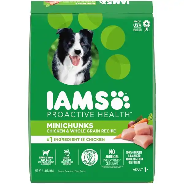 IAMS ProActive Health Adult Minichunks Small Kibble Dry Dog Food with Real Chicken, 15 lb. Bag