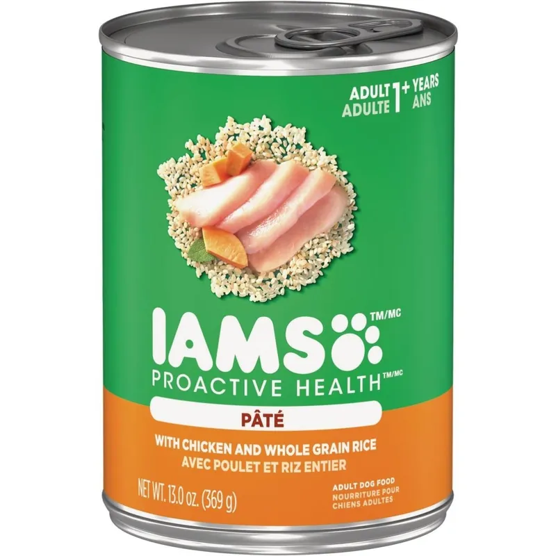 IAMS ProActive Health Adult Wet Dog Food Classic Ground with Chicken and Whole Grain Rice, 13 oz. Can