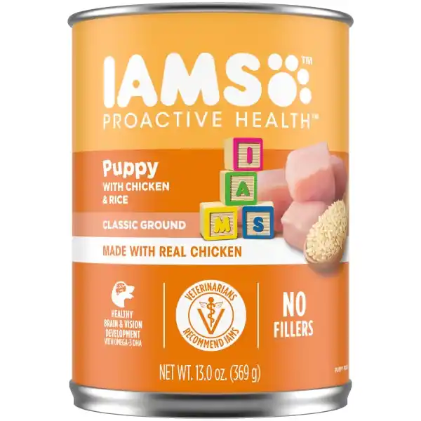 IAMS ProActive Health Puppy Wet Dog Food Classic Ground with Chicken and Rice, 13 oz. Can