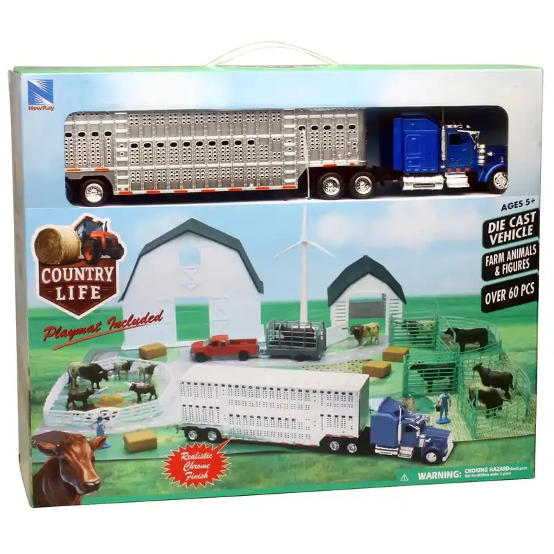 New Ray 1 43 Cattle Ranch Set & Playmat