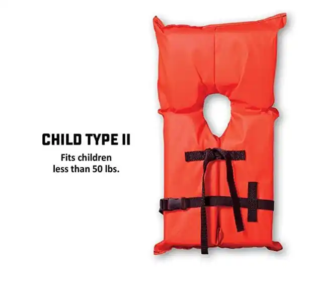 Absolute Outdoors Type II Life Jackets - Child (Less than 50 lbs) - Orange