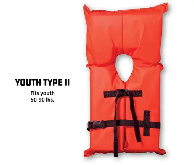 Absolute Outdoors Type II Life Jackets - Youth (50-90 lbs) - Orange