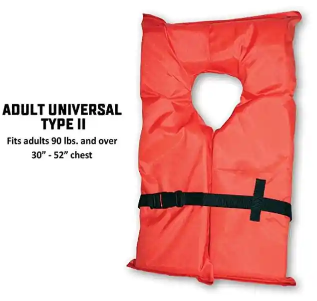 Absolute Outdoors Type II Life Jacket - Adult Universal - Orange