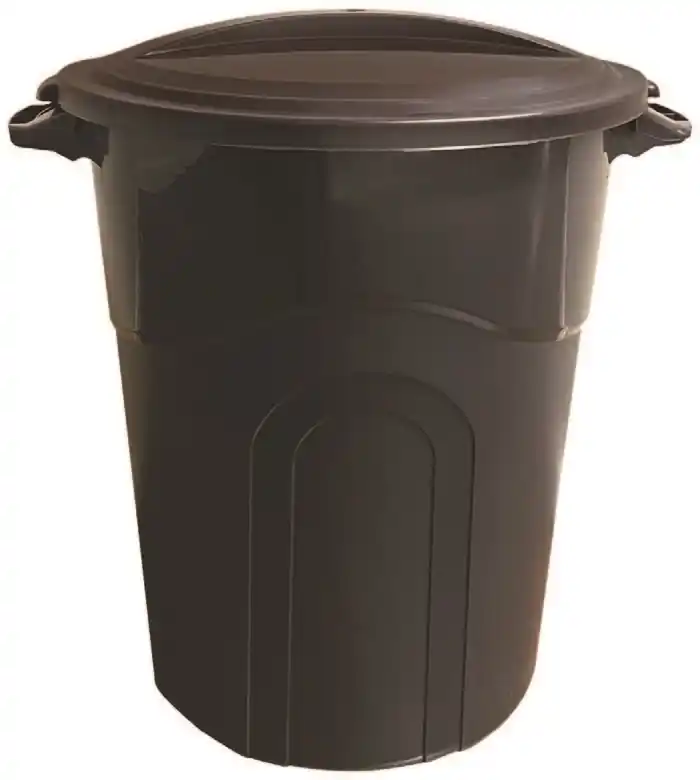 32 Gallon Round Trash Can Black Plastic