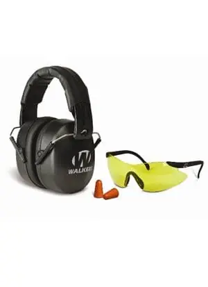 Walker‘s Walkers EXT External Folding Range Shooting Ear Muffs w/ Glasses and Plugs - Black