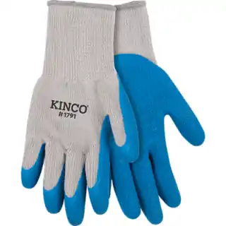 Kinco Polyester Knit Shell & Latex Palm Gloves Blue/Gray - 1 Pair