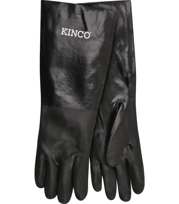 Kinco Black 18” Sandy Finish PVC with Gauntlet Gloves - Large