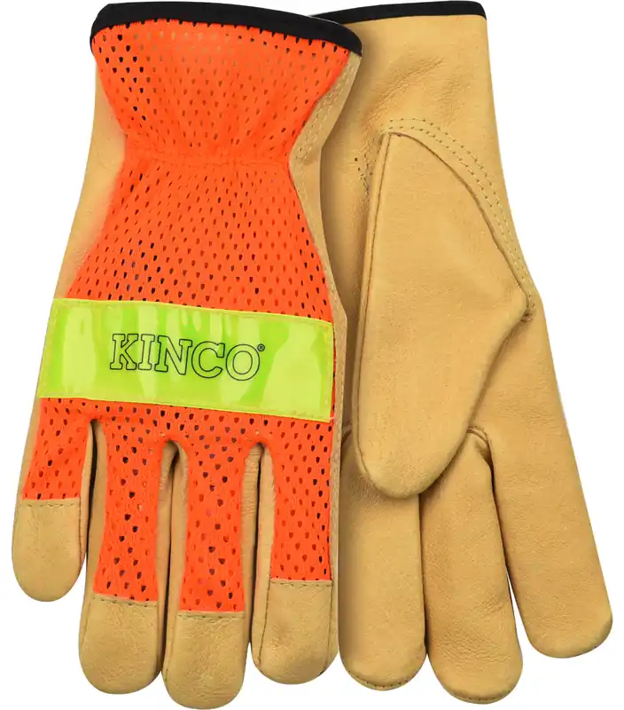 Kinco Hi-Vis Orange Mesh & Grain Pigskin Palm Gloves