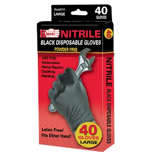 Kinco Chemical-Resistant Disposable Black Powder-Free Nitrile Glove - 40 Pack