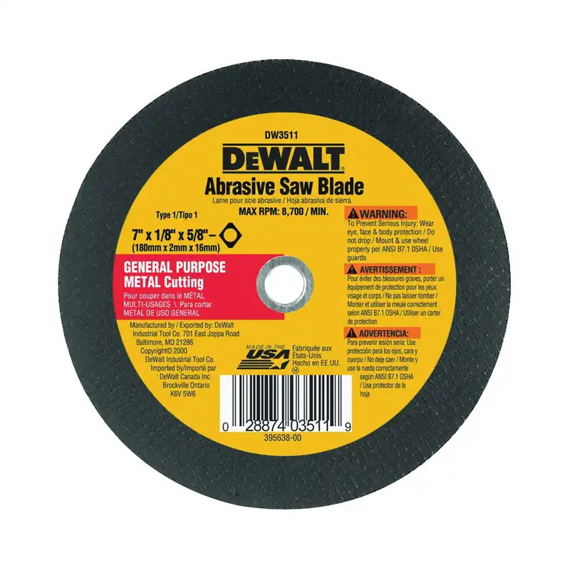 Dewalt 7" x 1/8" x 5/8" Diamond Drive Metal Cutting Blade DW3511