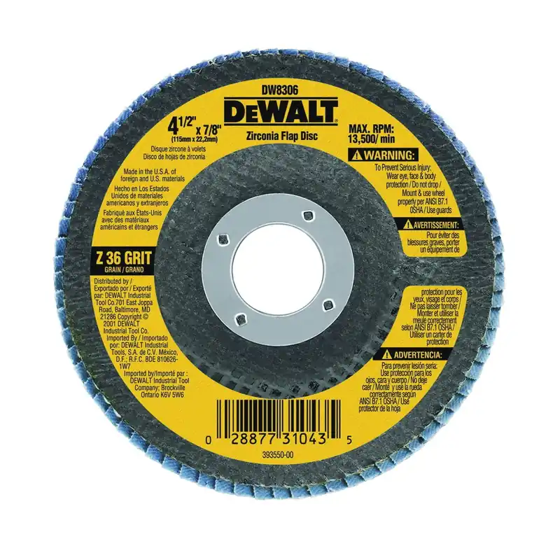 Dewalt 4-1/2" x 7/8" 36g Type 29 HP Flap Disc DW8306