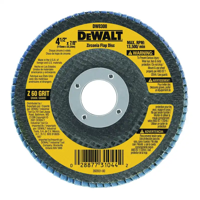 Dewalt 4-1/2" x 7/8" 60g Type 29 HP Flap Disc DW8308