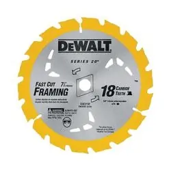 Dewalt 7-1/4" 18T Carbide Thin Kerf Circular Saw Blade DW3192