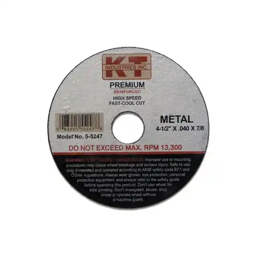 K-T Industries 4-1/2 x 1/8 x 7/8 Cutting Wheel 5-5246