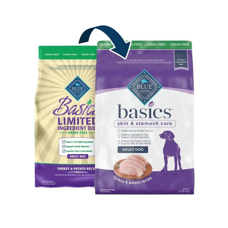 Blue Buffalo Basics Adult Grain-Free Turkey & Potato Recipe Dry Dog Food 24lb