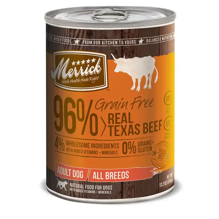 Merrick Grain Free 96% Real Texas Beef Wet Dog Food 12.7oz