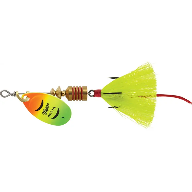 Mepps Dressed Treble Aglia Lure 1/8oz Hot Firetiger Blade w/Yellow Tail