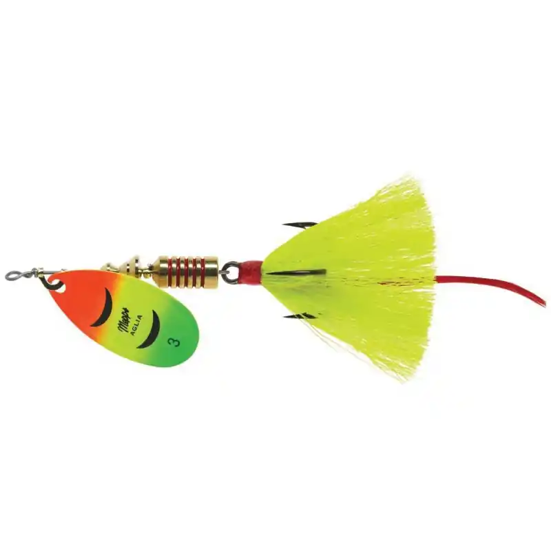 Mepps Dressed Treble Aglia Lure 1/4oz Hot Firetiger Blade w/Yellow Tail