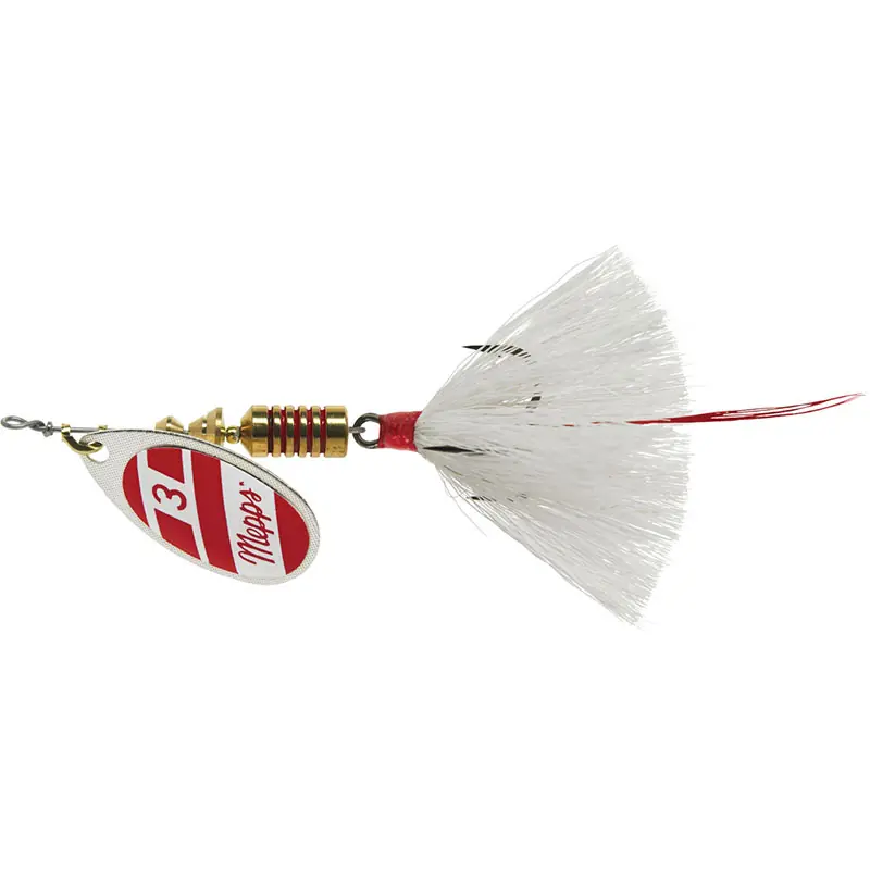 Mepps Dressed Treble Aglia Lure 1/4oz Silver/Red/White Blade w/White Tail