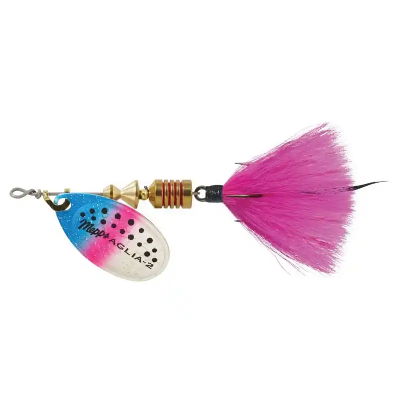 Mepps Dressed Treble Aglia Lure 1/6oz Rainbow Trout Blade w/Pink Tail