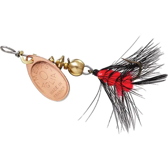 Mepps Aglia Wooly Worm Lure 1/12oz Copper Blade w/Black/Orange Tail
