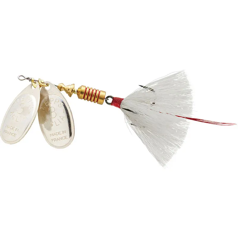 Mepps Double Blade Aglia Lure 1/4oz Silver Blades w/White Tail