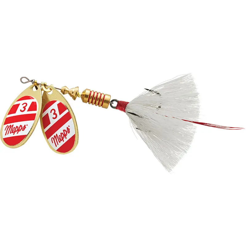 Mepps Double Blade Aglia Lure 1/4oz Gold/Red/White Blades w/White Tail