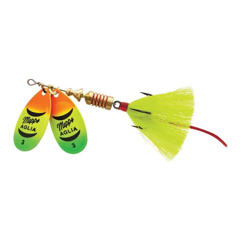 Mepps Double Blade Aglia Lure 1/4oz Hot Firetiger Blades w/Chartreuse Tail