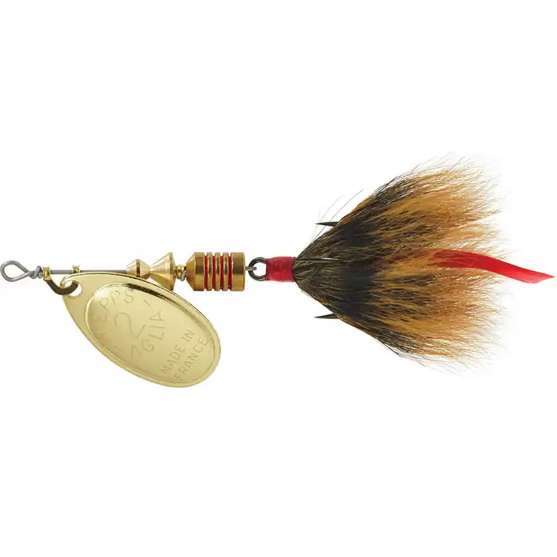 Mepps Dressed Anglia Treble Lure 1/6oz Gold Blade w/Brown Tail