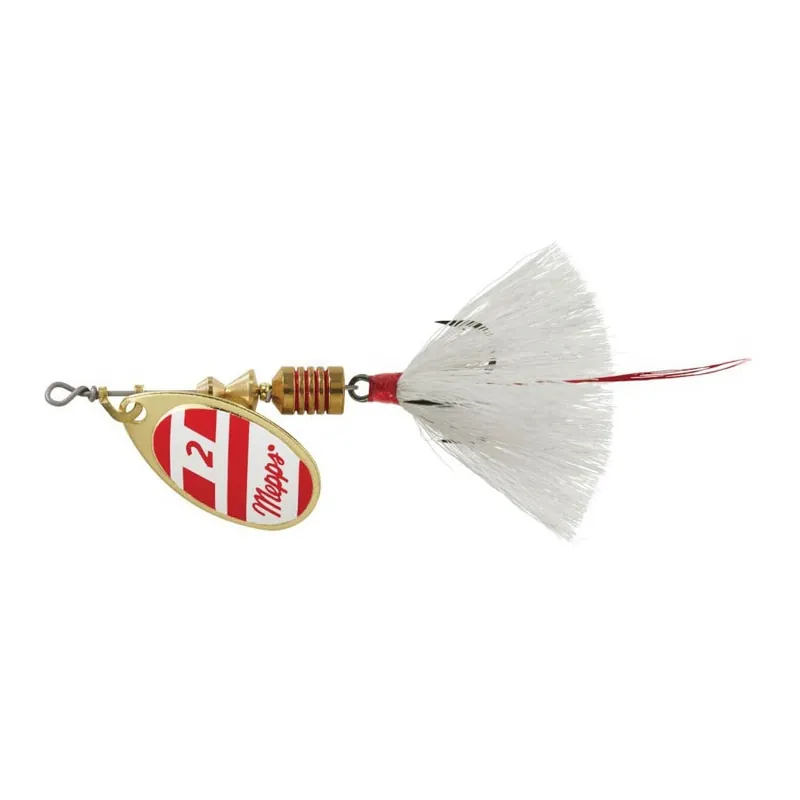 Mepps Dressed Anglia Treble Lure 1/6oz Gold/Red/White Blade w/White Tail