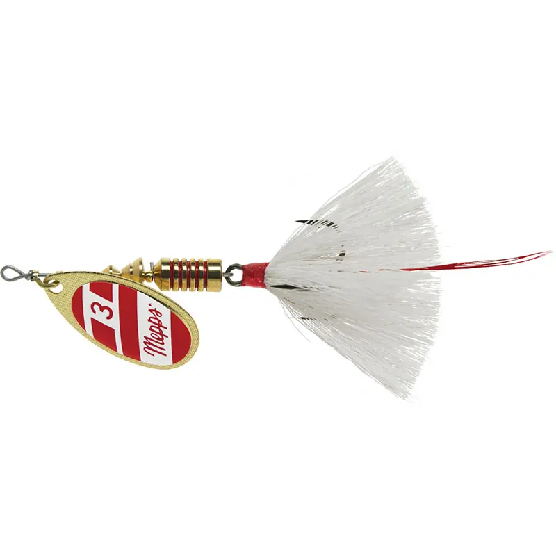 Mepps Dressed Anglia Treble Lure 1/6oz Gold/Red/White Blade w/White Tail