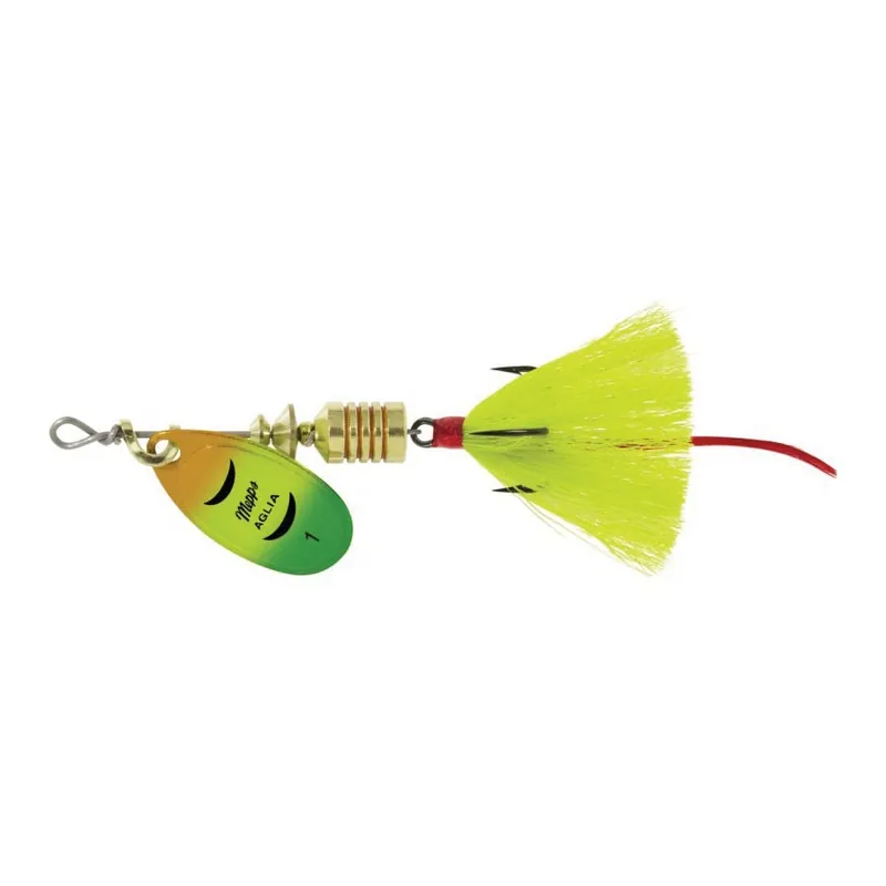Mepps Dressed Anglia Treble Lure 1/8oz Firetiger Blade w/Yellow Tail