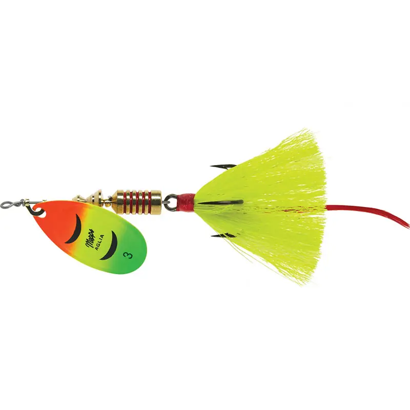 Mepps Dressed Anglia Treble Lure 1/4oz Firetiger Blade w/Yellow Tail