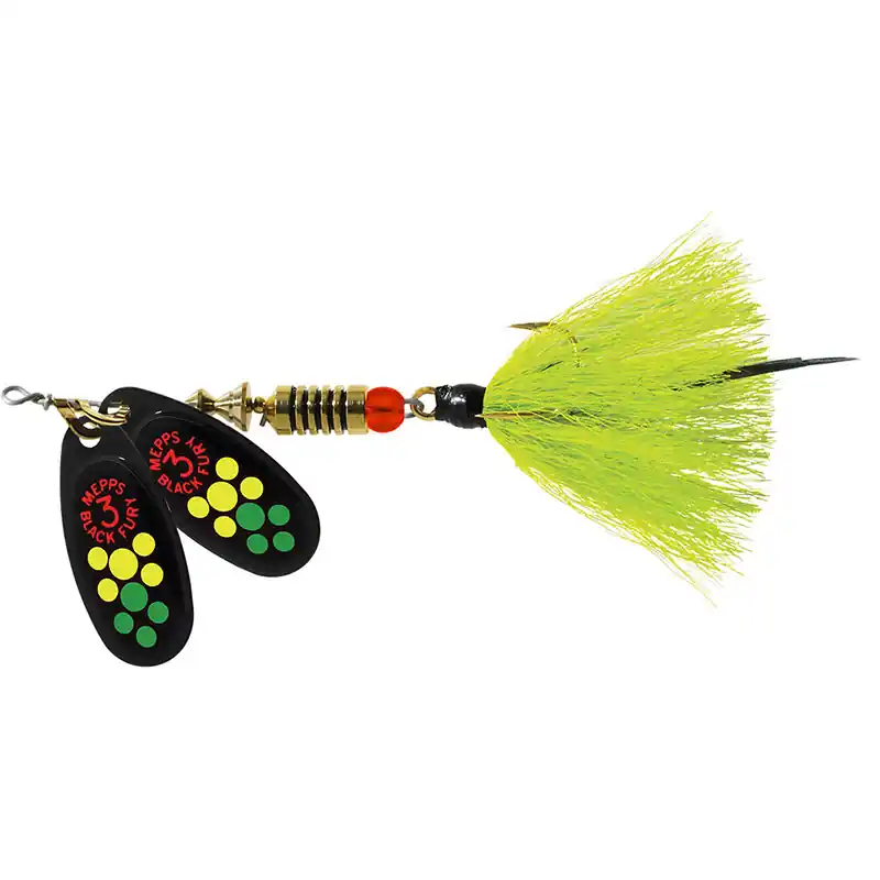 Mepps Double Blade Aglia Lure 1/4oz Hot Chartreuse Blades w/Chartreuse Tail