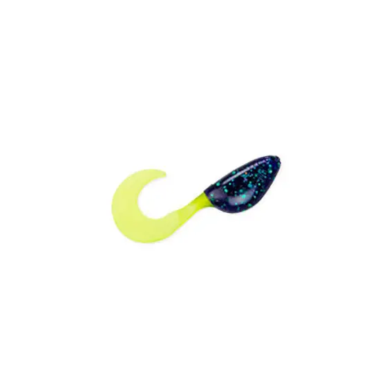 Mr. Crappie ShadPole CurlyTail 2" Junebug/Chartreuse Lure 15 Pack