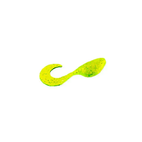 Mr. Crappie ShadPole CurlyTail 2" Chartreuse Shiner Lure 15 Pack