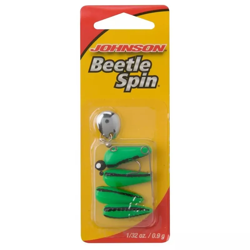 Johnson Beetle Spin Nickel Blade 1/32oz Catalpa/Black Stripe Bait 4-Pack