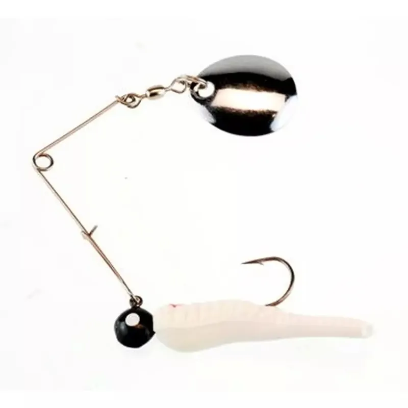 Johnson Beetle Spin Nickel Blade 1/4oz White/Red Dot Bait 2-Pack