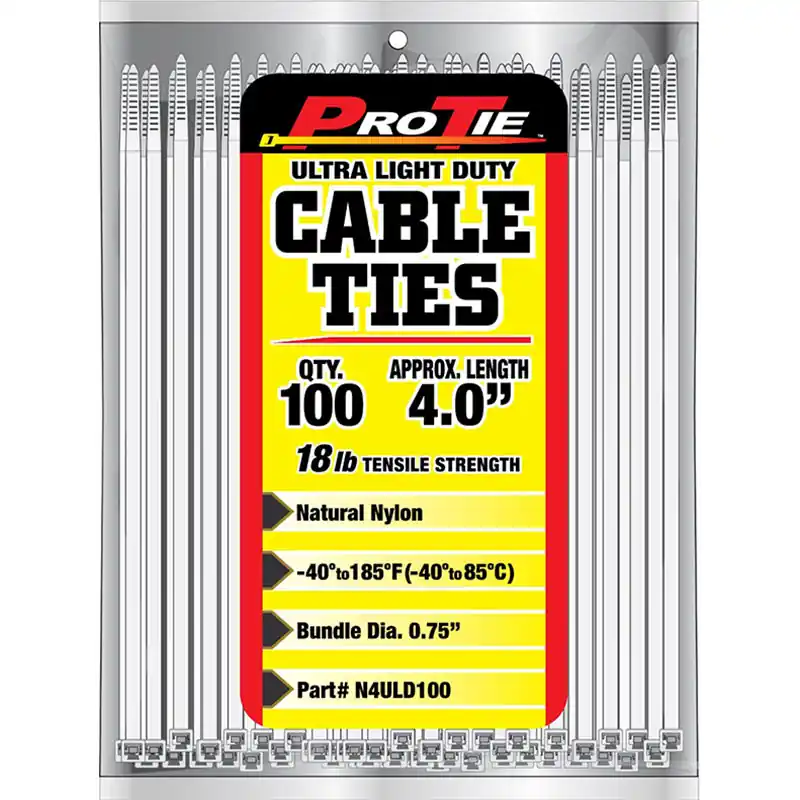 Pro Tie Natural Nylon 18lb Ultra Light Duty Cable Ties