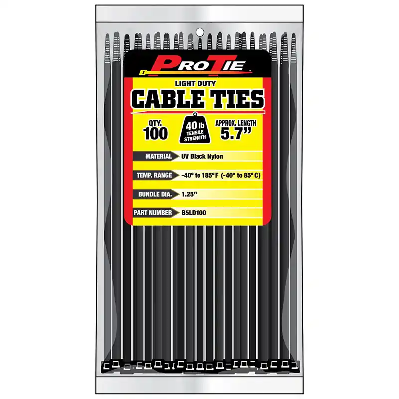 Pro Tie Black Nylon 40lb Light Duty Cable Ties