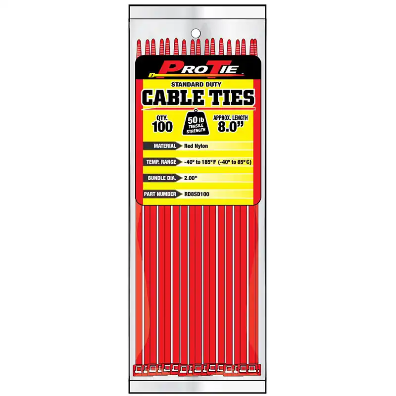 Pro Tie Red Nylon 50lb Standard Duty Cable Ties