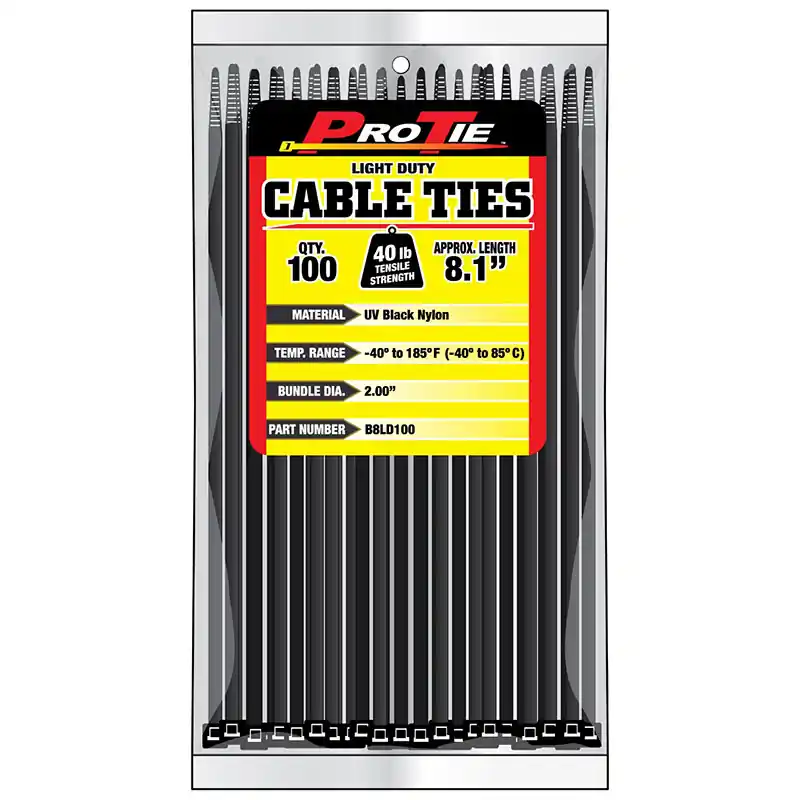 Pro Tie Black Nylon 40lb Light Duty Cable Ties