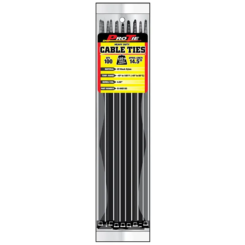 Pro Tie Black Nylon 120lb Heavy Duty Cable Ties