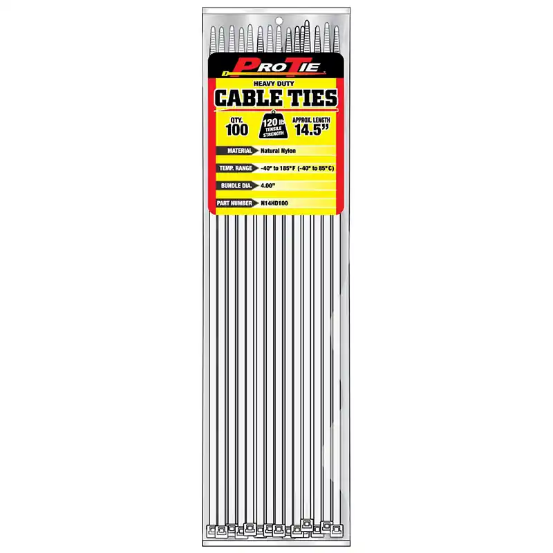 Pro Tie Natural Nylon 120lb Heavy Duty Cable Ties