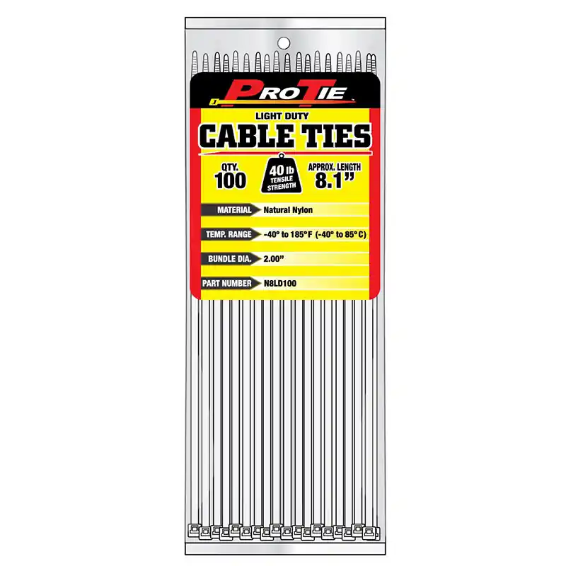 Pro Tie Natural Nylon 40lb Light Duty Cable Ties