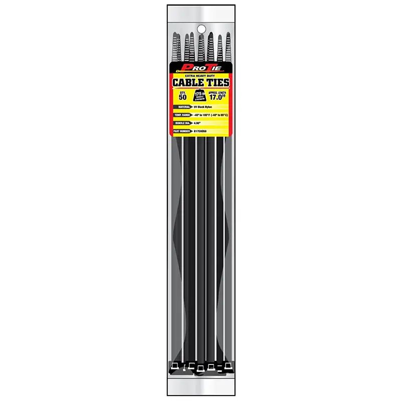 Pro Tie Black Nylon 175lb Extra Heavy Duty Cable Ties