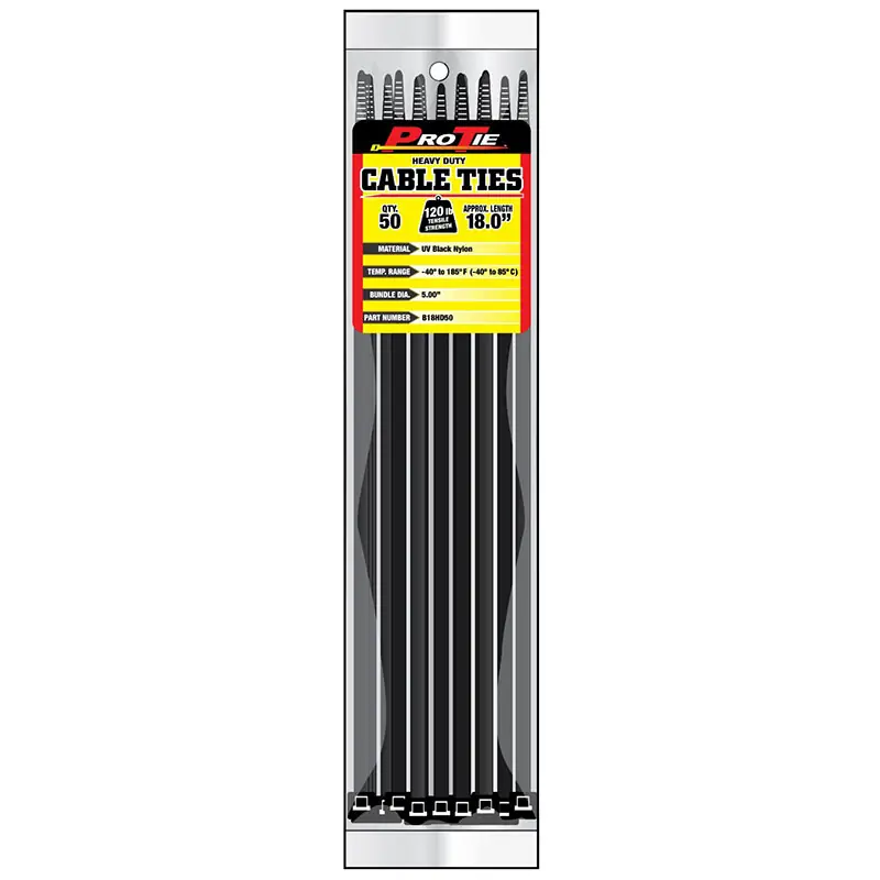Pro Tie Black Nylon 120lb Heavy Duty Cable Ties